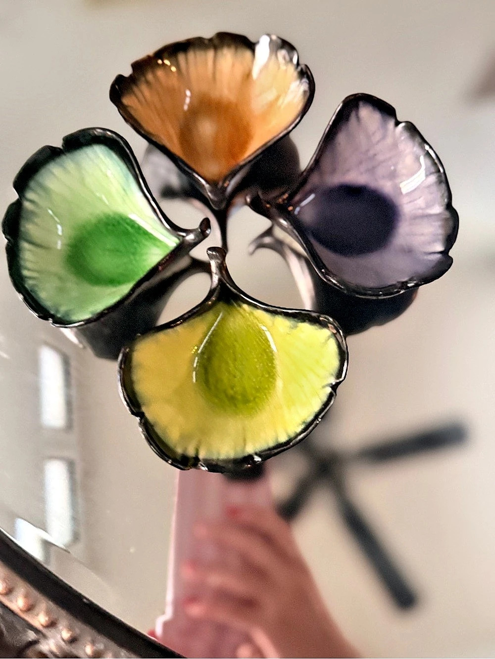 Vintage Ginkgo Leaf Dishes – Set of 4 Multicolor Decorative Bowls